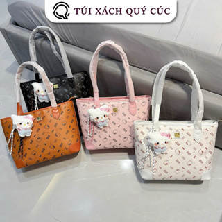( HÀNG ĐẸP ) Túi xách nữ dáng tote Hello Kitty đeo vai tặng kèm móc Kitty size35 thời trang sang trọng tiện ích TT02