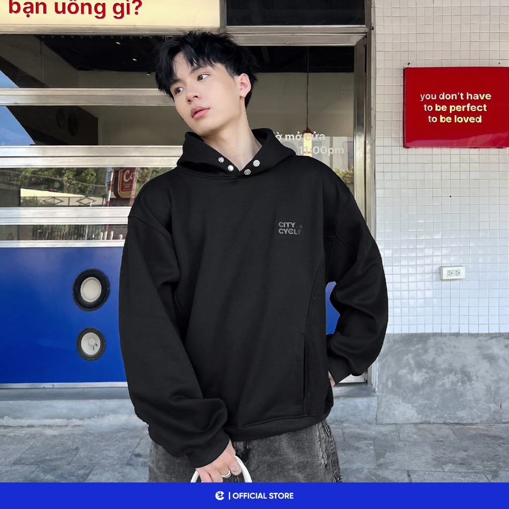 Áo hoodie nỉ nhung mùa đông nam nữ Local Brand Chính Hãng City Cycle Áo hoodie Simple Block