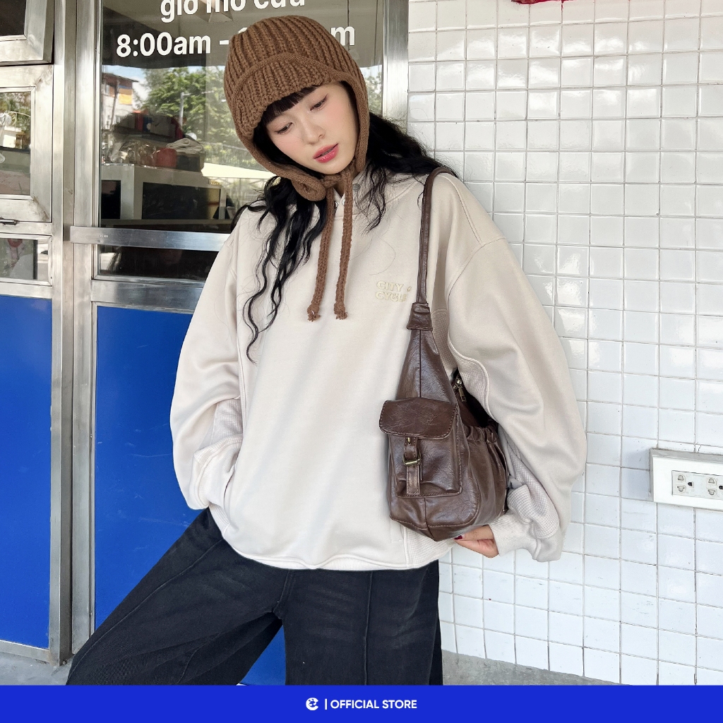 Áo hoodie nỉ nhung mùa đông nam nữ Local Brand Chính Hãng City Cycle Áo hoodie Simple Block