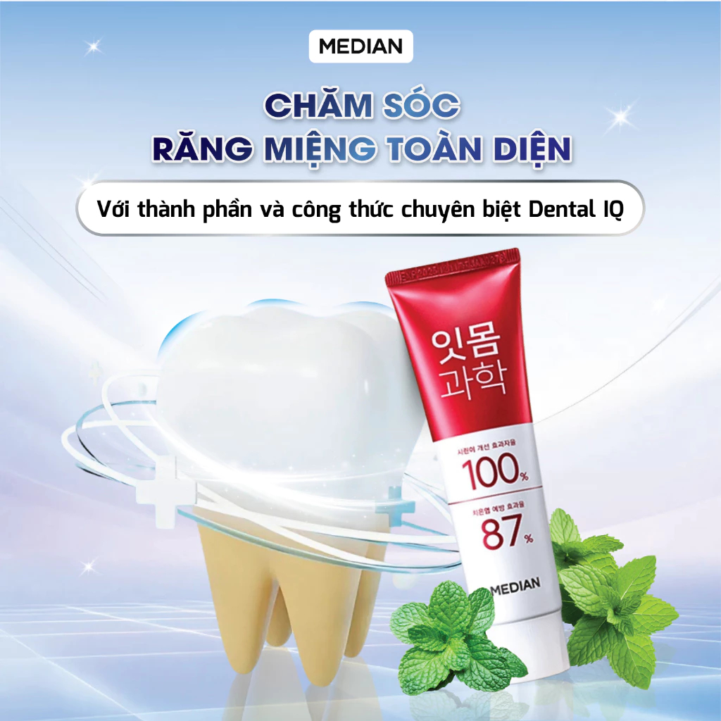 Kem Đánh Răng Median 100% Gum Science Toothpaste Strong Mint Cho Răng Nhạy Cảm Sâu Răng 120g