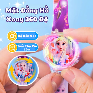 Đồng Hồ Đeo Tay Kuromi,Kitty,Cún Trắng,Siêu Anh Hùng,Công Chúa Phát Nhạc, Phát Sáng, Mặt Đồng Hồ Quay Tròn 360 Độ Cho Bé