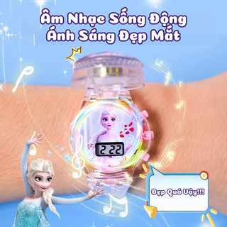 Đồng Hồ Đeo Tay Kuromi,Kitty,Cún Trắng,Siêu Anh Hùng,Công Chúa Phát Nhạc, Phát Sáng, Mặt Đồng Hồ Quay Tròn 360 Độ Cho Bé