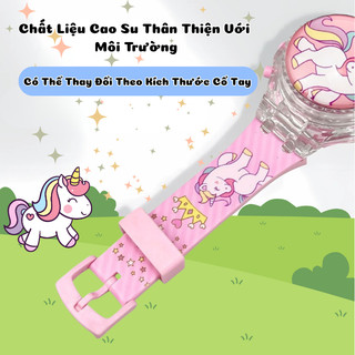 Đồng Hồ Đeo Tay Kuromi,Kitty,Cún Trắng,Siêu Anh Hùng,Công Chúa Phát Nhạc, Phát Sáng, Mặt Đồng Hồ Quay Tròn 360 Độ Cho Bé