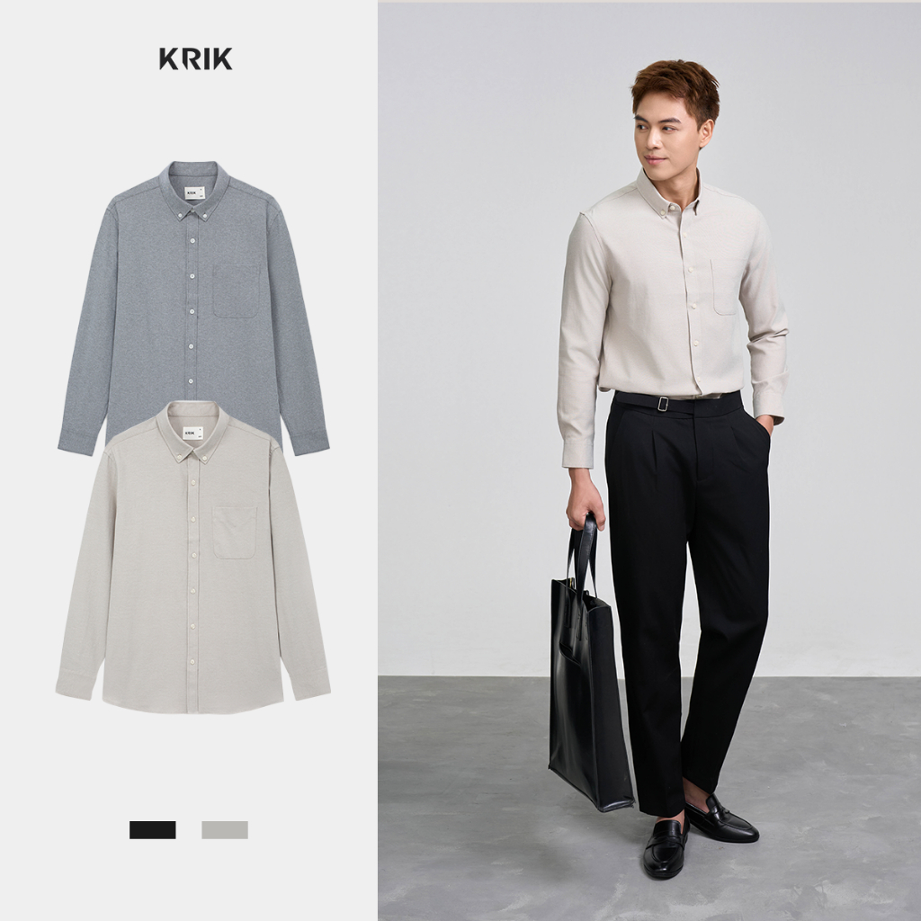 Áo Sơ Mi Nam KRIK Form Slim Thiết Kế Cổ Áo Button Down Đính Cúc Tạo ...