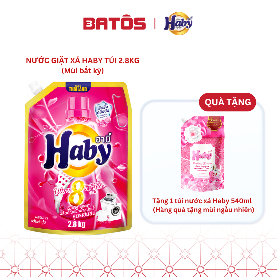 [Tặng nước xả 540ml] Nước giặt xả HABY 2.8kg - Đậm đặc- Siêu sạch & Mềm vải- Hàng nội địa Thái Lan.