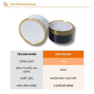 Đèn Ống Bơ Ốp Trần, Đèn led Ống Bơ 7W, 3 Màu ánh sáng, Đèn hành lang, mái hiên trang trí nhà đẹp