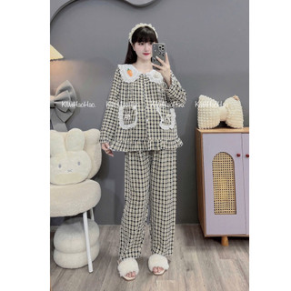 Bộ bầu-bộ sau sinh - BỘ DÀI ĐŨI KẺ TO CỔ SEN THỎ CÀ RỐT - 5 Màu, Áo Có Khoá Kéo & Quần Có Chun Chỉnh