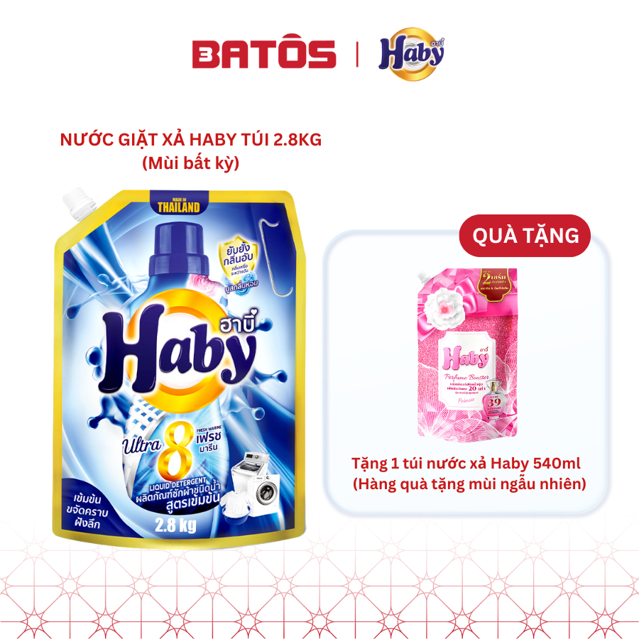 [Tặng nước xả 540ml] Nước giặt xả HABY 2.8kg - Đậm đặc- Siêu sạch & Mềm vải- Hàng nội địa Thái Lan.