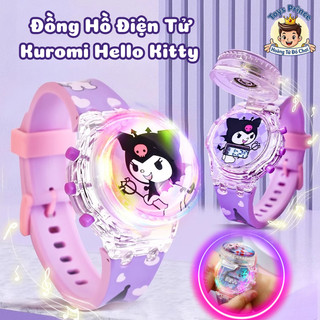 Đồng Hồ Đeo Tay Kuromi,Kitty,Cún Trắng,Siêu Anh Hùng,Công Chúa Phát Nhạc, Phát Sáng, Mặt Đồng Hồ Quay Tròn 360 Độ Cho Bé