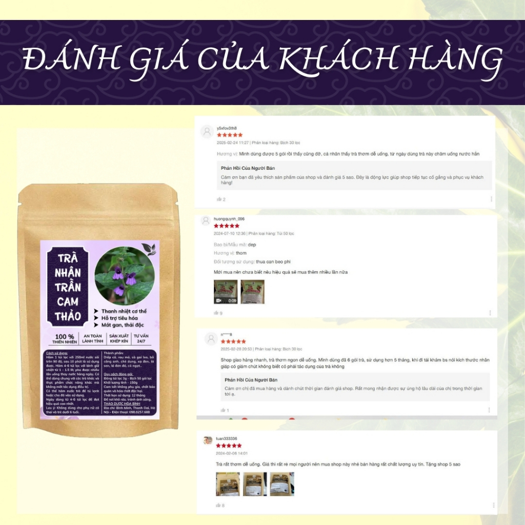 HÒA BÌNH ORGANIC - Trà Túi Lọc Nhân Trần Cam Thảo -Thanh nhiệt, giảm nóng trong, mát gan-Bịch 50 lọc