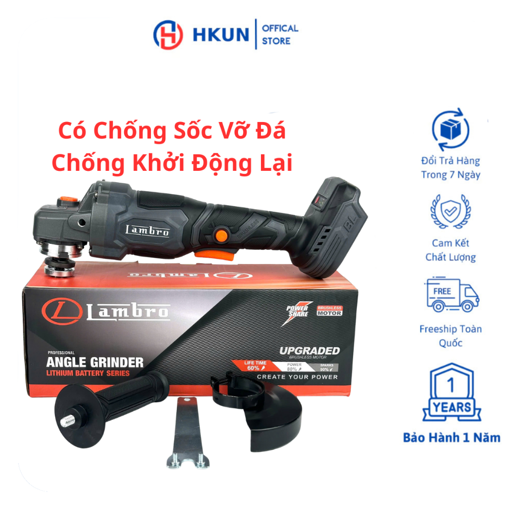 Thân Máy Mài Pin LAMBRO LB5700 Động Cơ Không Chổi Than Có Chống Sốc Đá, Chống Khởi Động Lại Sử Dụng Chân Pin Phổ Thông