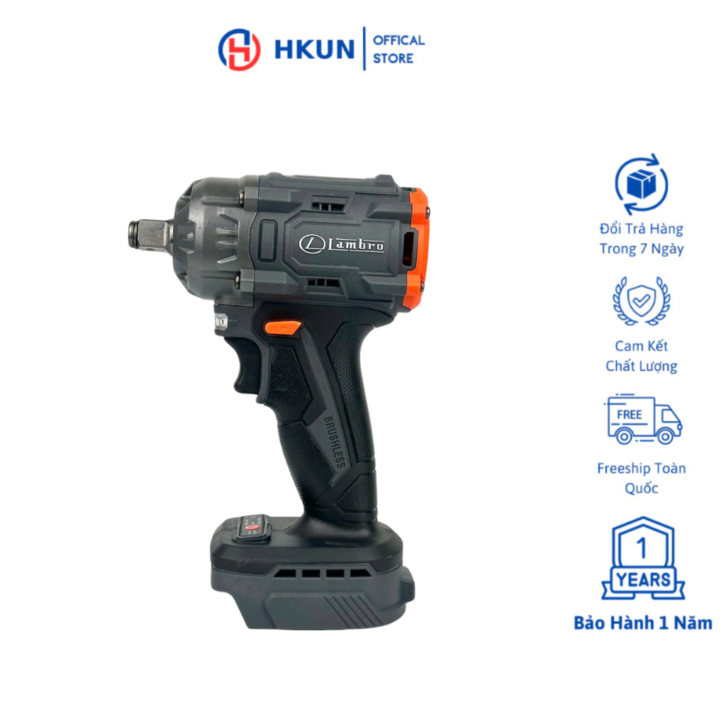 Thân Máy Siết Bulong LAMBRO LB360 Đầu 2 Trong 1 Động Cơ Không Chổi Than Lực Siết 360N.m Sử Dụng Chân Pin Phổ Thông 4Cm