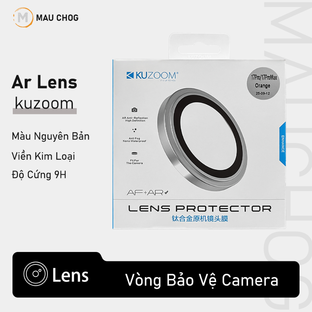 Bộ Vòng Cường Lực Bảo Vệ Camera Kuzoom Màu Nguyên Bản Cho Điện Thoại iPhone 17 Pro Max 16 15 14 13