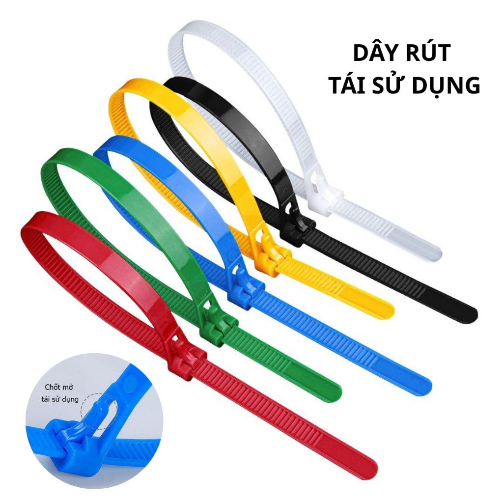 Dây rút nhựa tái sử dụng, dây thít niêm phong nhiều size có thể sử dụng ...