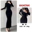 Váy Body Dáng Dài Chất Len Lông Thỏ Cao Cấp Hamina Dày Dặn Co Giãn Tốt , Đần Tay Dài Thu Đông Ôm Body Hamina 502