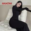 Váy Body Dáng Dài Chất Len Lông Thỏ Cao Cấp Hamina Dày Dặn Co Giãn Tốt , Đần Tay Dài Thu Đông Ôm Body Hamina 502