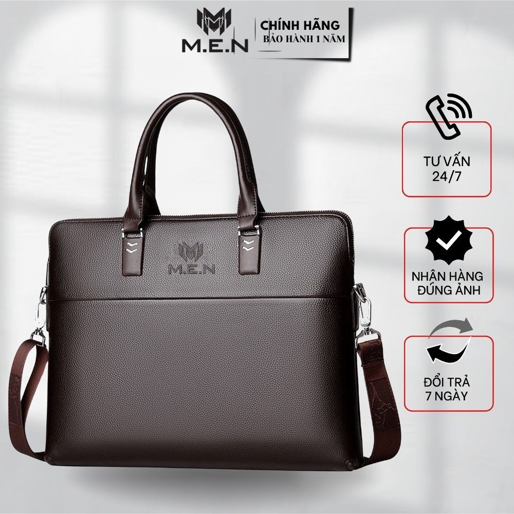 Cặp da cầm tay 38cm phong cách SV công sở uy quyền đựng laptop 15 inch chống thấm ướt M.E.N [HÌNH THẬT]