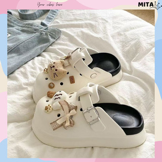 Dép sục nữ đế cao 5cm kèm charm Cá mèo bông SR V2 kiểu sandal dễ thương năng động Mita CS-197