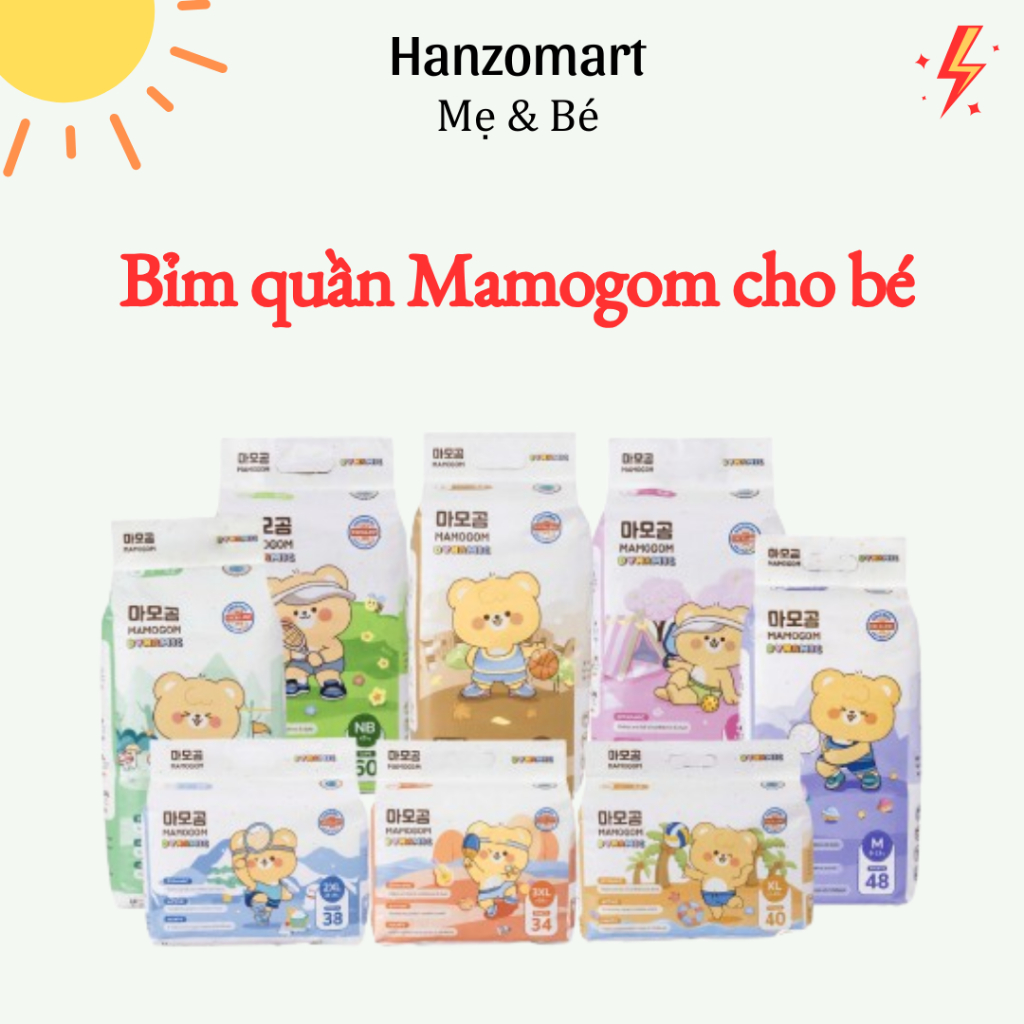 Bỉm hữu cơ Mamogom công nghệ Hàn dán/quần đủ size S62/M52/M48/L44/XL40/XXL38 cho bé sơ sinh Mamogom