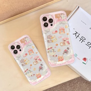 Ốp Lưng iPhone Mèo Tắm Viền Thẳng Chống Sốc, Bảo Vệ Camera - iP 7/8/X/XS/11/12/13/14/15/16/17/Plus/Pro/Max/Air