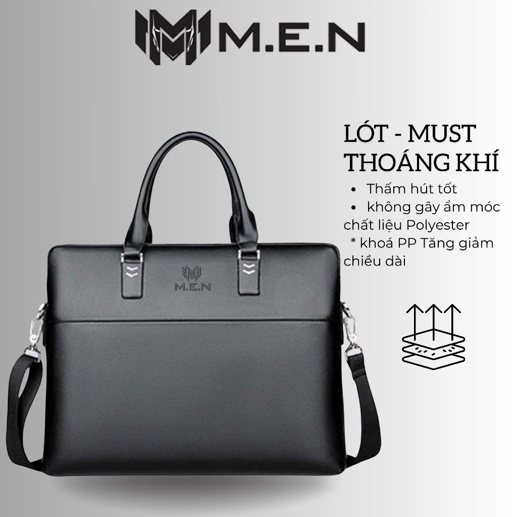 Cặp da cầm tay 38cm phong cách SV công sở uy quyền đựng laptop 15 inch chống thấm ướt M.E.N [HÌNH THẬT]