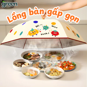 Lồng Bàn Gấp Gọn Hoạt Hình Dễ Thương GREEN, Lồng Đậy Thức Ăn Chống Côn Trùng, Dễ Gấp Mở Tiện Dụng