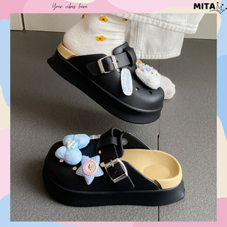 Dép sục nữ đế cao 5cm Mita kèm charm Cún xanh SR V2 kiểu sandal dễ thương năng động CS-212