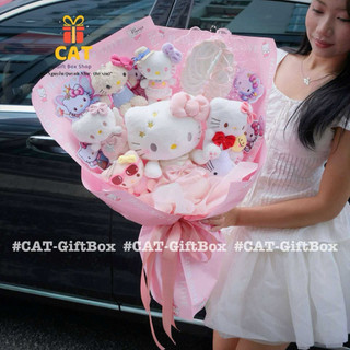 hoa gấu bông hello kitty, bó hoa kitty hoa sinh nhật, quà tặng bạn gái dễ thương,20/10, 8/3( gấu ngẫu nhiên cùng tone)