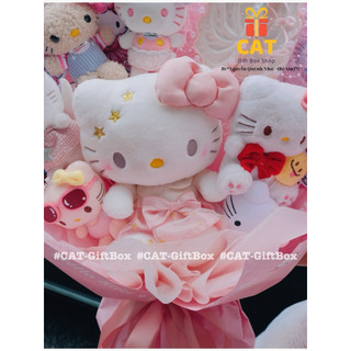 hoa gấu bông hello kitty, bó hoa kitty hoa sinh nhật, quà tặng bạn gái dễ thương,20/10, 8/3( gấu ngẫu nhiên cùng tone)