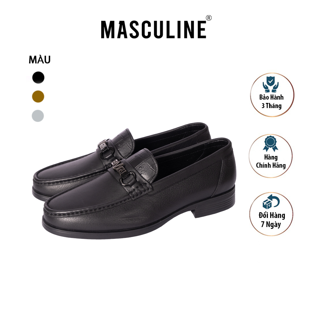 Giày da nam cao cấp Masculine GSP505 – Giày lười nam da bò thật phom dáng công sở đế chống trượt