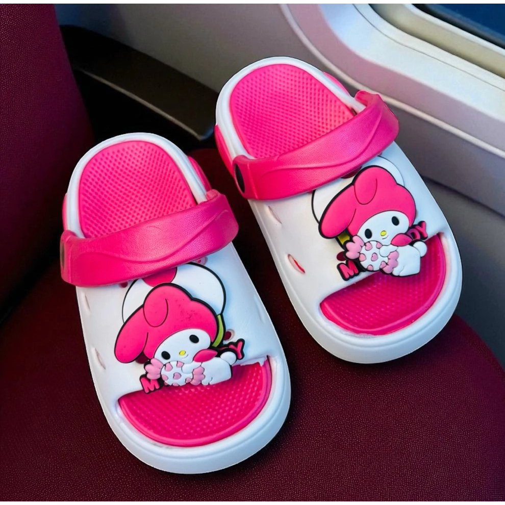 Dép bánh mì quai sau cho bé gái hình Melody sticker XOAY siêu nhẹ êm chân bé