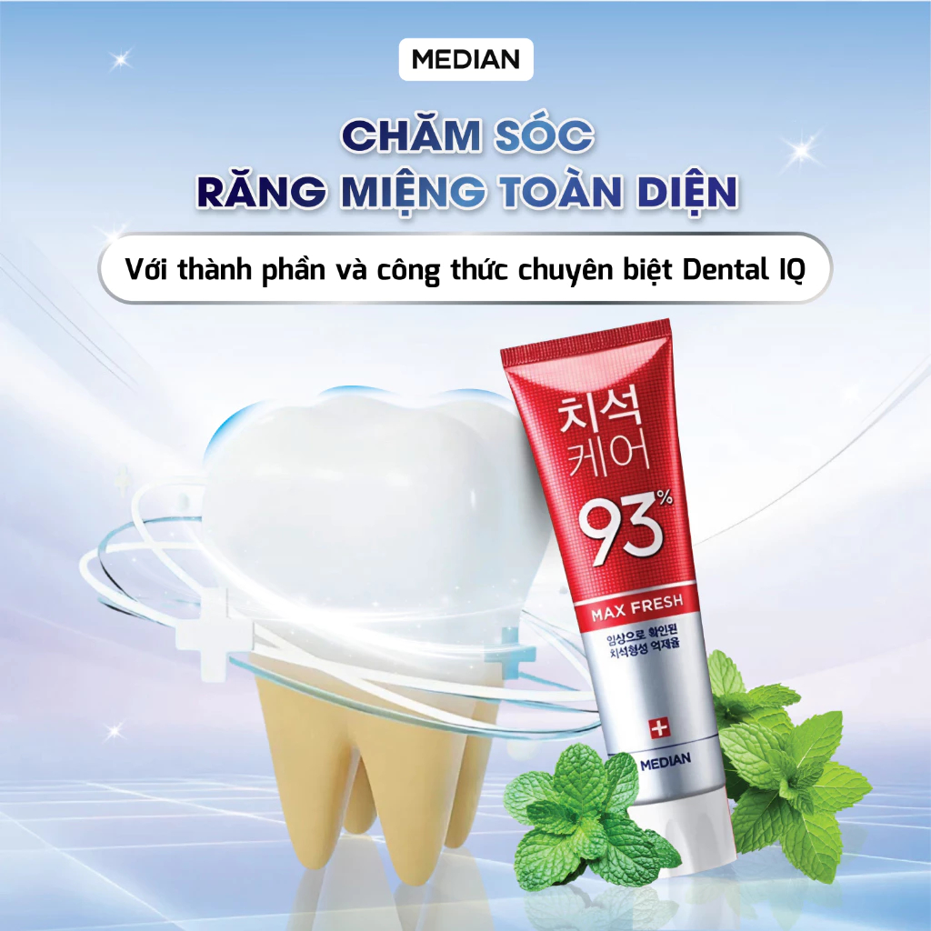 Kem đánh răng Median IQ 93% Tartar BadBreath Toothpaste 120g ( màu đỏ) cải thiện hơi thở thơm mát