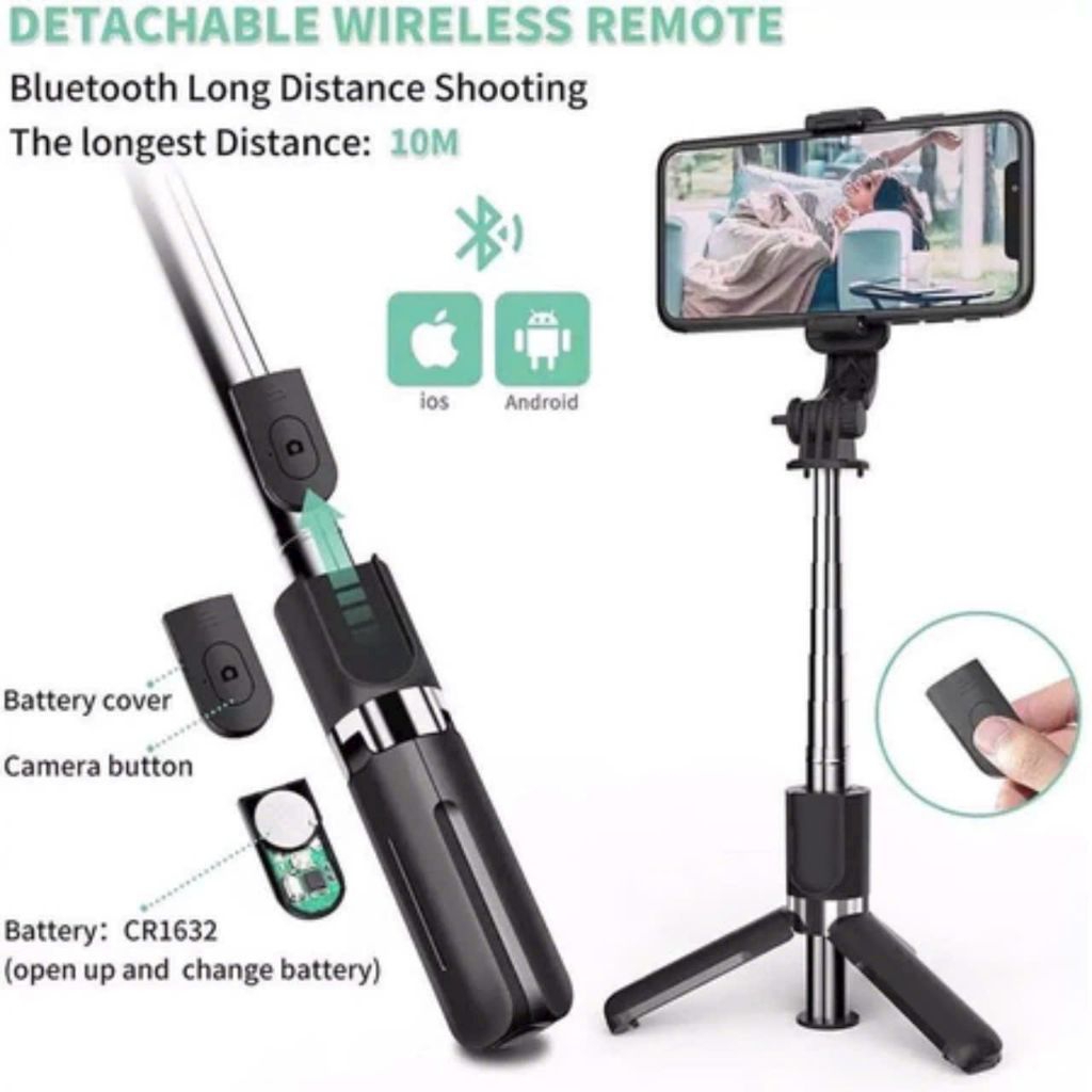Gậy Chụp Ảnh Tự Hướng Dẫn 3 Chân Đa Năng Q07 không Đèn Kèm Remote Bluetooth Siêu Tiện Lợi.