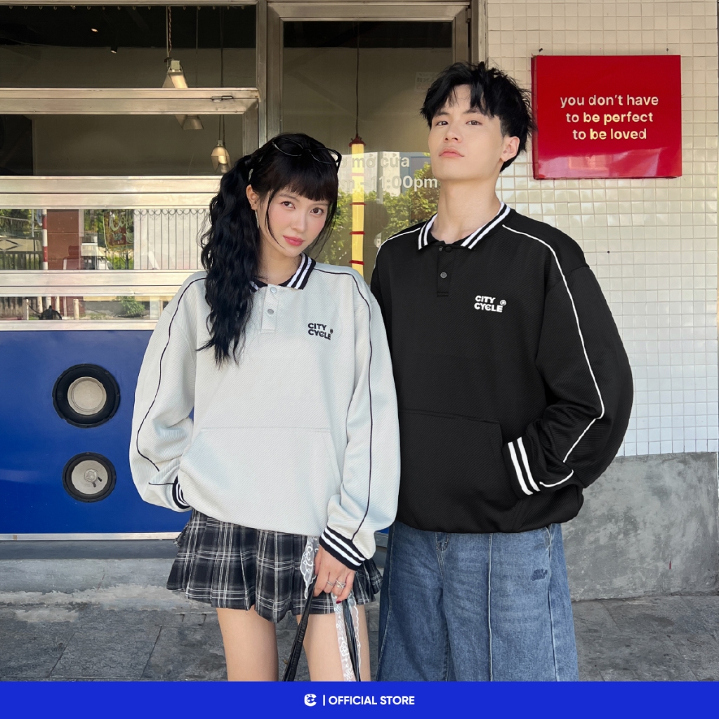 Áo sweater nỉ có cổ mùa đông nam nữ Local Brand Chính Hãng City Cycle Áo sweater Study Smart