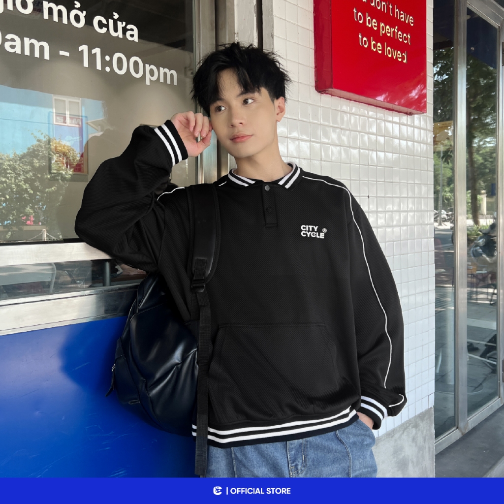 Áo sweater nỉ có cổ mùa đông nam nữ Local Brand Chính Hãng City Cycle Áo sweater Study Smart