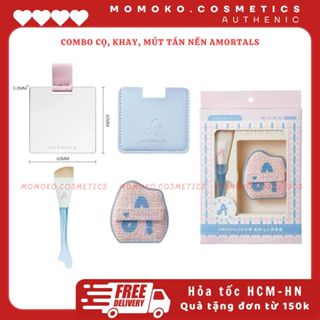 [ CHÍNH HÃNG ] Amortals khay tán nền và cọ tán nền kèm mút tiên cá kèm bông mút AMORTALS lớp nền mỏng nhẹ