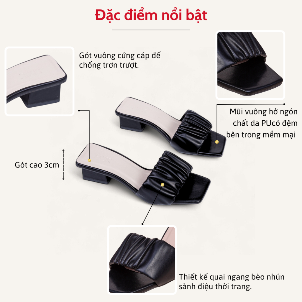 Guốc Cao Gót Nữ 3cm Quai Bèo Nhún Pixie X952