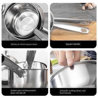 Gáo INOX Múc Nước Lèo 16cm - Nồi Cán Dài Hâm Đồ Ăn, Múc Nước Cán Dài Tiện Lợi, Đa Năng