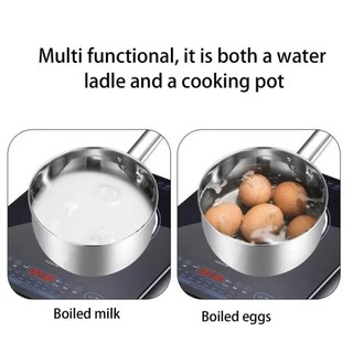 Gáo INOX Múc Nước Lèo 16cm - Nồi Cán Dài Hâm Đồ Ăn, Múc Nước Cán Dài Tiện Lợi, Đa Năng