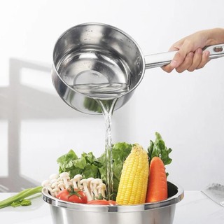 Gáo INOX Múc Nước Lèo 16cm - Nồi Cán Dài Hâm Đồ Ăn, Múc Nước Cán Dài Tiện Lợi, Đa Năng