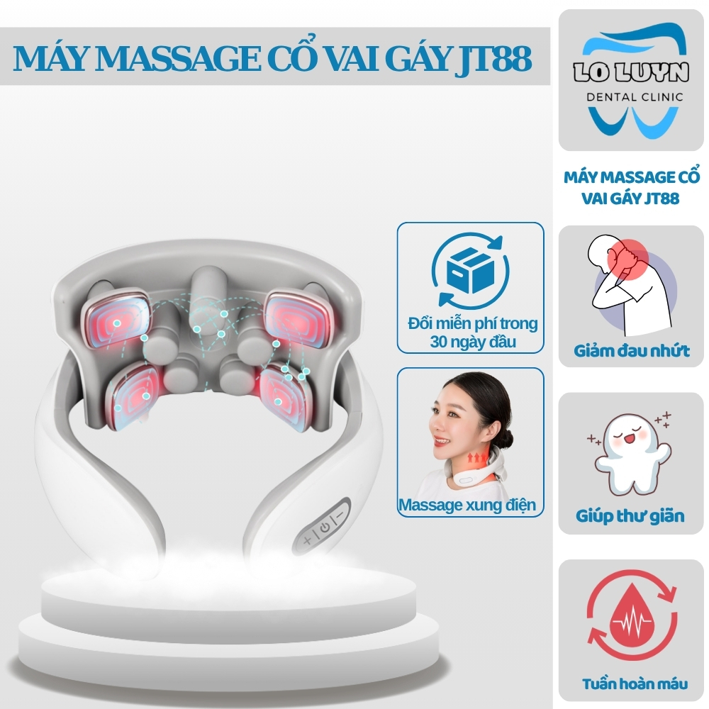 Máy massage cổ vai gáy JT-88 JT-66, máy mát xa có xung điện trị liệu lưu thông máu, thư giãn kết hợp chườm ấm 42 độ C