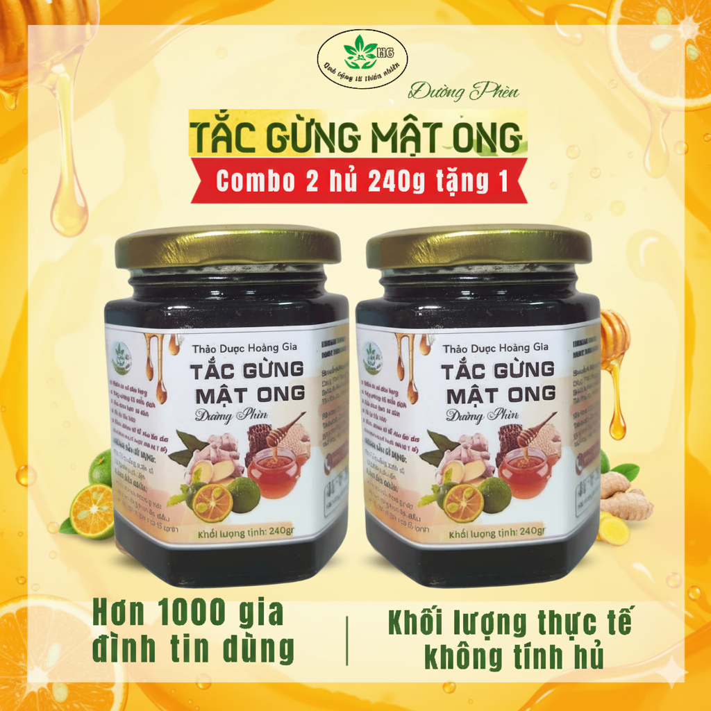 Tắc Gừng Mật Ong Đường Phèn Thảo Dược Hoàng Gia 240g - Hũ Ngâm Pha Uống Ấm