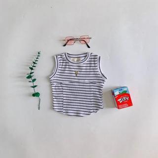 A12-[tomnaukid] Áo ba lỗ đính tag cho bé gái cực xinh Cotton Vải Cotton - Size 8-35Kg