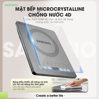 (BH 1 năm) Bếp Điện Từ Cảm Ứng Samono WS-02 Công Suất 2000W Có Chức Năng Hẹn Giờ, 6 chức năng nấu Tiết Kiệm Điện