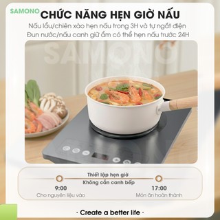 (BH 1 năm) Bếp Điện Từ Cảm Ứng Samono WS-02 Công Suất 2000W Có Chức Năng Hẹn Giờ, 6 chức năng nấu Tiết Kiệm Điện