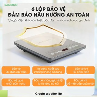 (BH 1 năm) Bếp Điện Từ Cảm Ứng Samono WS-02 Công Suất 2000W Có Chức Năng Hẹn Giờ, 6 chức năng nấu Tiết Kiệm Điện