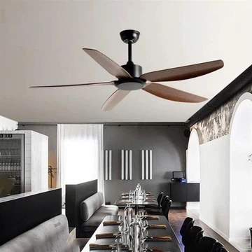 ( 100% LÕI ĐỒNG) Quạt trần, Quạt trần 5 cánh màu vân gỗ động cơ DC 6 cấp độ gió tiết kiệm điện năng (BH 5 Năm)