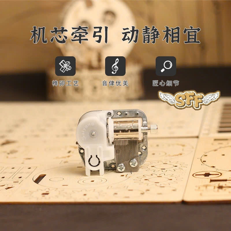 Đồ Chơi Lắp Ráp Mô Hình Gỗ 3D Hộp Nhạc Bằng Gỗ Lắp Ráp Đàn Cổ AIC Đàn Nguyệt (Nguyệt Cầm) TSDTQ-AIC