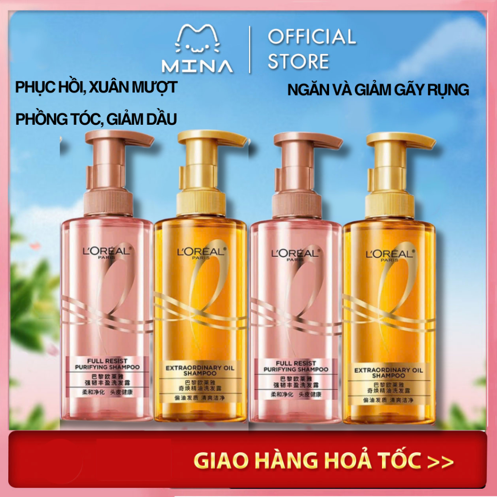 Dầu gội xả suôn mượt cao cấp 440ml L'Oreal Paris Hyaluronic acid,- Làm phồng, dưỡng tóc