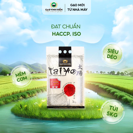 [Gạo Japonica] Gạo Nhật Taiyo Vinh Hiển cao cấp 5kg - Dẻo nhiều, mềm ngon - Gạo nấu cho bé, gạo cho bé ăn dặm
